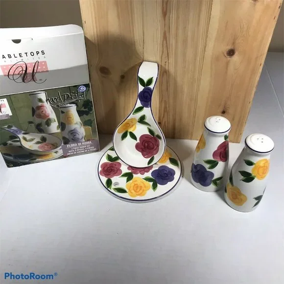 Vintage Tabletops Unlimited Flora di Roma 4 Piece Range Set New - Picture 3 of 7